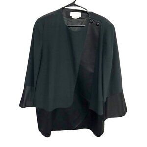 Simon Chang Black Open Front Blazer Jacket With Button Embellishments Size 14